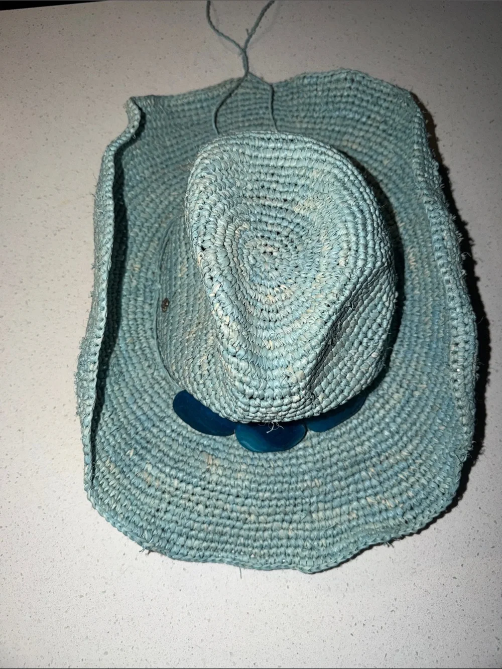 Abella Seagreen Knit Cowboy Hat with Pom Detail